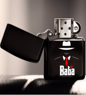 BK Home Godfather Baba Tasarımlı Renkli Baskılı Benzinli Siyah Metal Çakmak-17