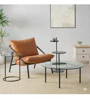 SLLER Oval Köşeli Dekoratif Berjer-Portatif Metal İskeletli Berjer- Şık Berjer (Taba)