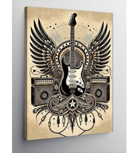 Kanvas Tablo Kanatlı Elektro Gitar