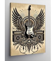 Kanvas Tablo Kanatlı Elektro Gitar