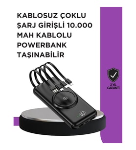 Mey İthalat® Çoklu Cihaz Uyumu ile Kablolu ve Kablosuz Şarj – Pratik Powerbank