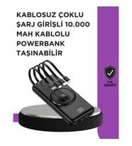 Mey İthalat® Çoklu Cihaz Uyumu ile Kablolu ve Kablosuz Şarj – Pratik Powerbank