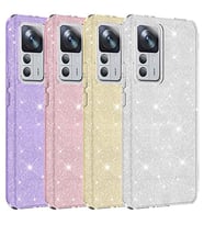 Coverzone Xiaomi Mi 12T ile uyumlu K?l?f Simli Parlak �ift Katmanl? Toz ve Kirden Koruyan Mi 12T ile uyumlu tam uyumlu Shining Silikon (Mor)