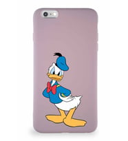Apple iPhone 6S Plus Soft Premier Kapak Donald Duck-D Tasarımlı Silikon Kılıf - Pudra (Şeffaf)