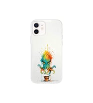 iPhone 12 Mini ile uyumlu Splash ahtapot tasarımlı şeffaf silikon kılıf