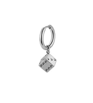 Chavin Gri Çelik Sallantılı Zar Bayan Erkek Tek Küpe et03by
