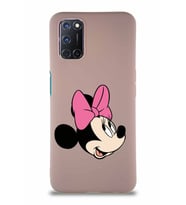 Oppo A72 Soft Premier Kapak Minnie Mouse-A Tasarımlı Silikon Kılıf - Pudra (Şeffaf)
