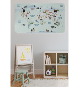 Eğitici Dünya Haritası Dünya Atlası Çocuk Ve Bebek Odası Duvar Sticker-60x105-3796