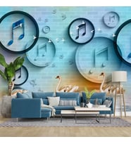 Müzik Nota Temalı Duvar Kağıdı Baskı
