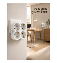 Mey İthalat® 2’li Set Kablosuz 4’lü Priz Çoklayıcı Direkt Duvar Prizine Takılan Adaptör