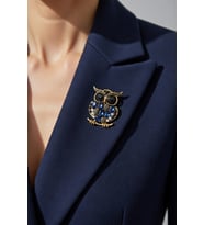 Safir Işıltılı Asalet Baykuş Broşu
