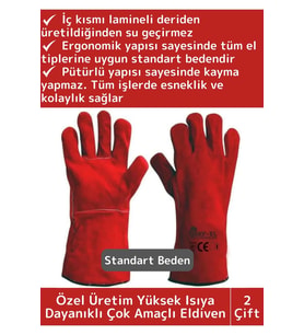 Yanmaz Eldiven Kaynak Yangın Mangal Tamir Su Geçirmez Yüksek Isı Dayanıklı Çok Amaçlı Eldiven 2 Çift