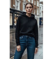 Unisex Basic Regular Fit Kapuşonlu Içi Yumuşacık Tüylü Kanguru Cep Detaylı Sweatshirt (Siyah)