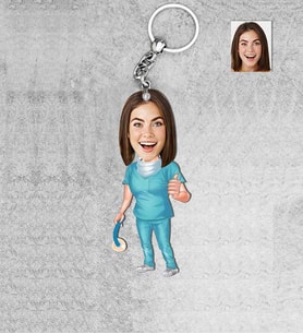 Kişiye Özel Anestezi Doktoru Kadın Ahşap Anahtarlık-1
