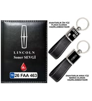 Plakanıza Özel LINCOLN Logolu Siyah Ruhsat Kabı ve Anahtarlık