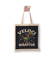 Christmas Veloci Wraptor Yılbaşı Beyaz Bez Çanta Uzun Saplı Alışveriş Çantası
