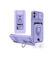 Mey İthalat® iPhone 11 Kılıf Zuma Kartvizitli Yüzüklü Silikon - Lila