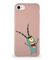 Apple iPhone SE 2020 Soft Premier Kapak Plankton Tasarımlı Silikon Kılıf - Pudra (Şeffaf)