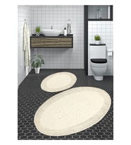Cotton Special %100 Pamuk 2'li Oval Osmanlı Desen Pamuklu Klozet Takımı Krem