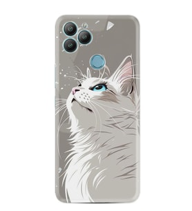 GM22 Pro Kılıf HD Resim Baskılı Beyaz Kedi StKd -061