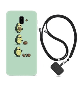 Samsung J6 Plus J7 Prime J7 Pro M20 Kılıf Boyun Askılı Silikon Avokadolar1352