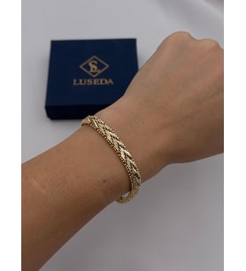 VIP Gold Renk Üç Sıralı Örgü Dokulu 19 CM Bileklik