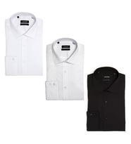 PINGÖMLEK KENSINGTON MONTELLO  VESTA COMBO 45 ÜÇLÜ SET BEYAZ  DESENLİ BEYAZ VE SİYAH Pamuk ve Pamuk Blend Baskılı ve  Düz Renk Kolay Ütülenir Cutaway Yakalı Cepsiz Erkek Gömlek (SIYAHBEYAZ-BEYAZ)