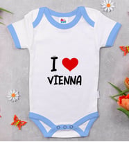 BK Kids I Love Vienna Tasarımlı Mavi Bebek Body Zıbın - Model 1