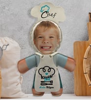 BK Gift Kişiye Özel Fotoğraflı Erkek Çocuk Chef Bebek Yastık-3