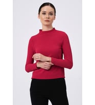 ALEXANDERGARDI DİK YAKA UZUN KOL T-SHİRT (B20-32115) (Fuşya)