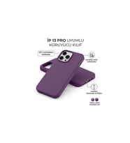 iPhone 13 Pro Uyumlu Kamera Korumalı Lansman Silikon Kılıf - Mor Mürdüm