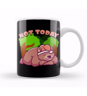 Nope Not Today Bear Cute Not Today Lazy Bear Sleepy Cub Napping Pun Kupa Bardak Porselen