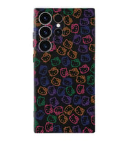 Samsung Galaxy S23 Ultra Uyumlu Lansman Kılıf Hello Kitty Tasarımlı İçi Kadife Kapak-Siyah (Şeffaf)