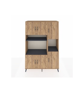 Hyperion Dolap 9 Raflı 6 Kapaklı 132x44x195 Çam-Çam/Antrasit