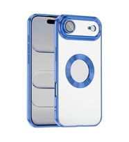 Apple iPhone 17 Uyumlu Air Uyumlu Kılıf Kamera Korumalı Logo Gösteren Zore Omega Kapak (Mavi)