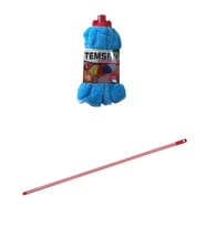 Yedek Islak Temizlik Kovası Mop Takımı Seti - Temsan Havlu Mop + Metal Çizgili Vidalı Sap - 1 Adet (Karışık)