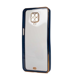 Xiaomi Redmi Note 9S Kılıf Köşeli Gold Şeffaf Kapak (Lacivert)