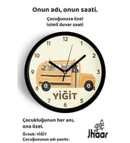 İsme Özel Soyut Hayvanlar Çocuk Odası Duvar Saati Orta Boy 30 cm Siyah Camlı Sessiz