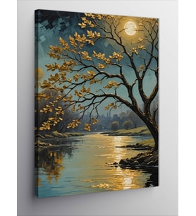 Kanvas Tablo Güneş Işıltısı Ve Göl