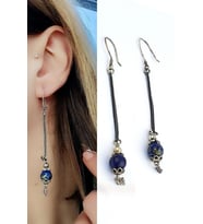 Lapis Lazuli Taşlı 925ayar Gümüş Tasarım Küpe