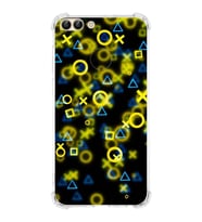 PrintiFy Huawei P Smart (2018) Uyumlu Köşe Korumalı Semboller Tasarımlı Şeffaf Silikon Kılıf