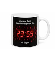 Dijital Saat Kırmızı Rakamlar Çizimli Modern Çağın Hızlı İnsanı Kupa Bardak Hediye