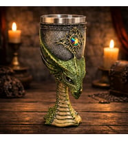 Fantasy Ejderha Figürlü 3D Kabartmalı Orta Çağ Tasarım Dekoratif Kadeh Bardak Metal İç Hazneli