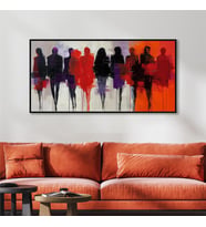 Yağlı Boya Dokulu Tablo Modern Soyut İnsanlar Siyah Çerçeveli U05006