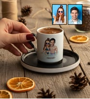 Kişiye Özel Karikatürlü Tatilci Sevgililer Türk Kahvesi Fincanı Sevgililer Günü Hediyesi