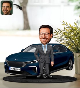 BK Gift Kişiye Özel Erkek Gemlik Renk Togg Karikatür Biblo -1, Arkadaşa Hediye, Araba Hediyesi