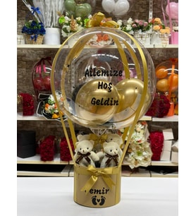 Gold Renk Hoş Geldin Bebek Balon Kutusu