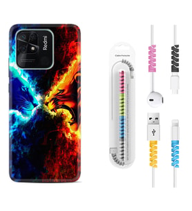 Xiaomi Redmi Note 7 8 9 Pro 10 2022 10 Pro 10S Kılıf Kablo Koruma Spiral Silikon Red Blue Leon 1714