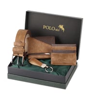 Polo Air Su Yolu Desen Cüzdan Kartlık Kemer Anahtarlık Kombin (Vizon)