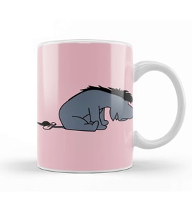 Sad Gray Donkey Outline Eeyore Kupa Bardak Porselen
